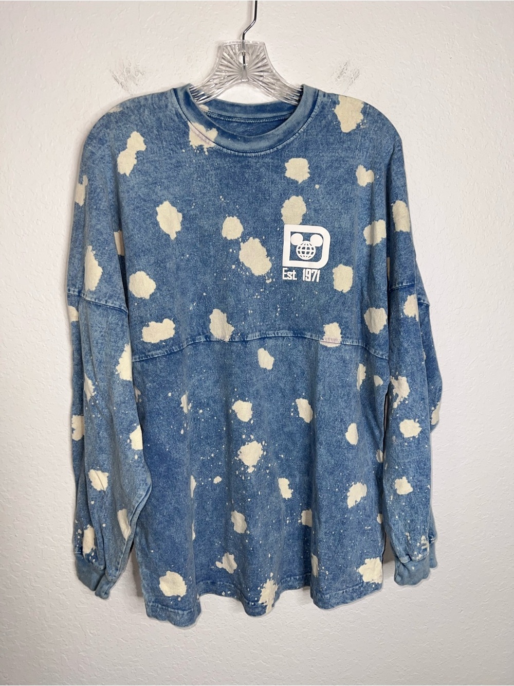 Walt Disney World Parks Spirit Jersey Shirt Top Medium Bleach Splatter C5